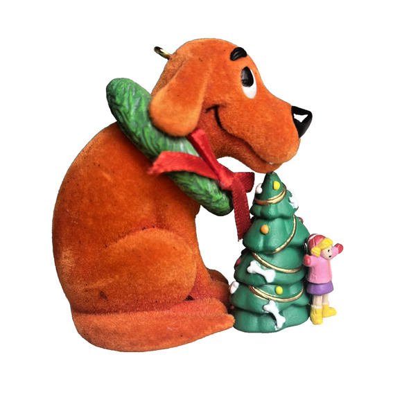 Vintage CLIFFORD The Big Red Dog Fuzzy Christmas Ornament Norman Bridwell 2000 - Picture 1 of 10